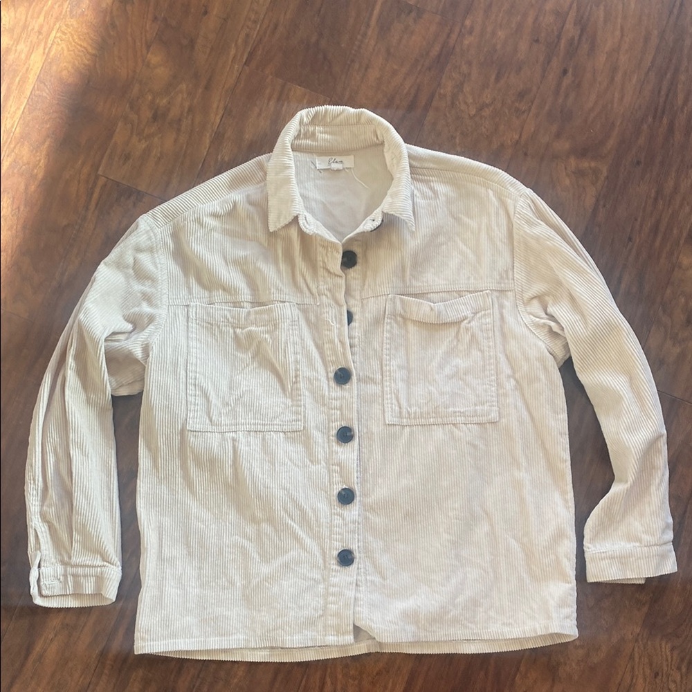 Elan Cream Lightweight Shirt Jacket